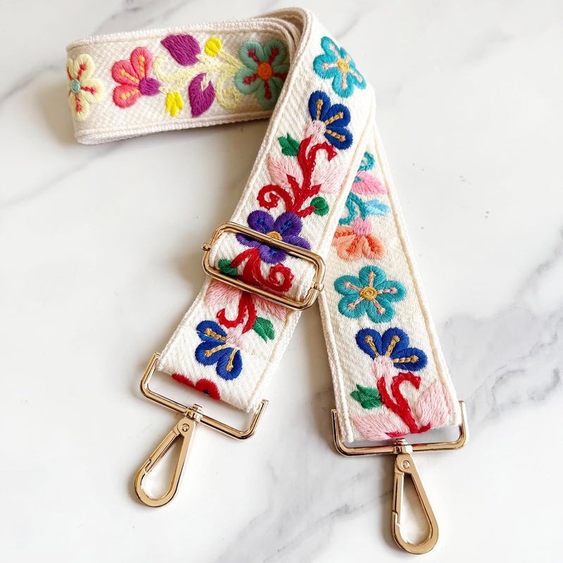 TCOMVEZ Embroidery Flower Purse Strap Replacement Crossbody for Handbags Women Guitar Strap 2 inch Wide Adjustable Bag Straps - Image 4